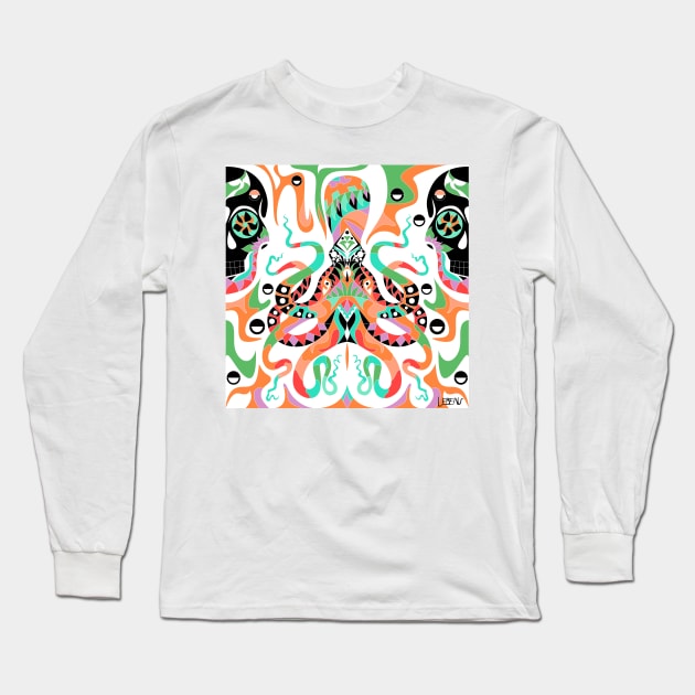 octopus of the death in the sea madness pattern art Long Sleeve T-Shirt by jorge_lebeau